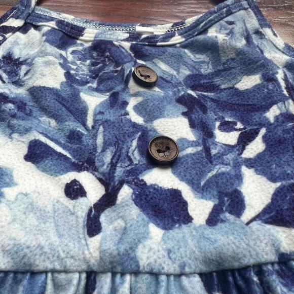 Jane + Jo dress 3T Blue Floral Super Soft Tie Shoulders Ruffle Hem Coastal READ - Picture 4 of 7